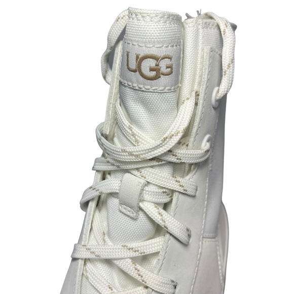 Ugg The Lug Boots Leather Canvas Combat Waterproof Bright White Womens Size 9 - Picture 13 of 16